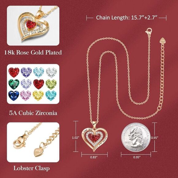 NIB Redbee 18kt GP, Rose gold over s925, Pink CZ in heart necklace! - Picture 11 of 13